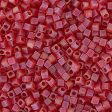 Miyuki square - cubes 1.8mm - Matted transparent red ab SB18-141FR
